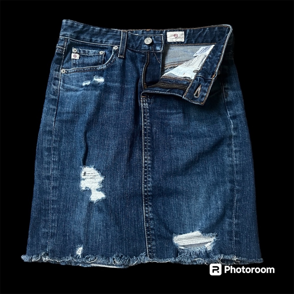 AG Adriano Goldschmied Women’s Distressed Pencil Blue Denim Skirt, size 25 - Picture 2 of 5
